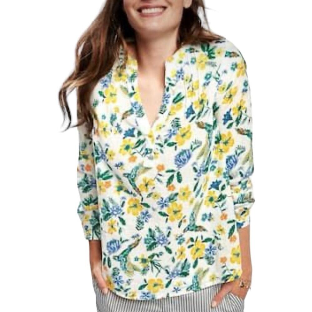 OLD NAVY Linen/Cotton Blend Printed Floral Garden Tunic Spring Women’s Size XL